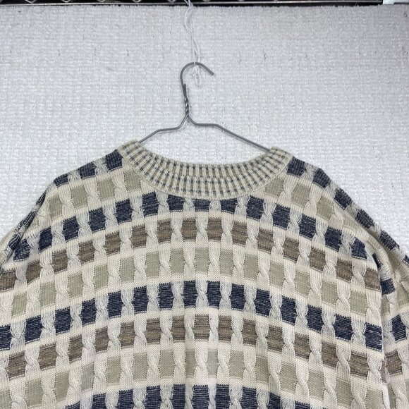 VTG 90s Arnold Palmer Earth Tone 3D Cable Knit Style Sweater Size XL Canada made - Picture 2 of 15